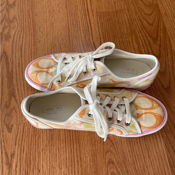 Coach Multicolor Sneakers with Pink and Orange Accents - Picture 3 of 8